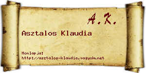 Asztalos Klaudia névjegykártya